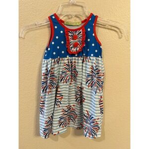 Millie Loves Lily Fireworks Dress Kids 2 Blue Excellent Patriotic Americana